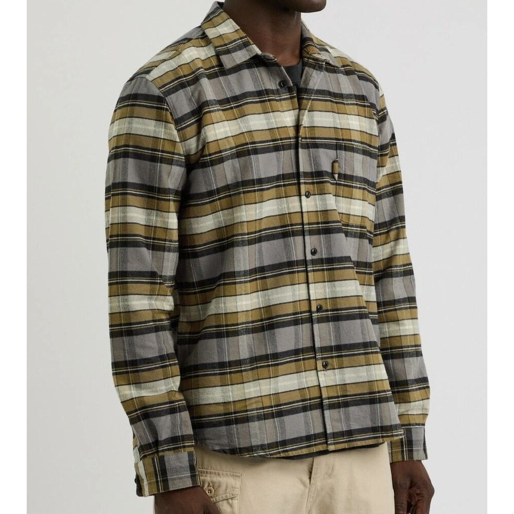 YMC Shirt Mens Medium Grey Plaid Button Up Flannel 100% Cotton CURTIS $250